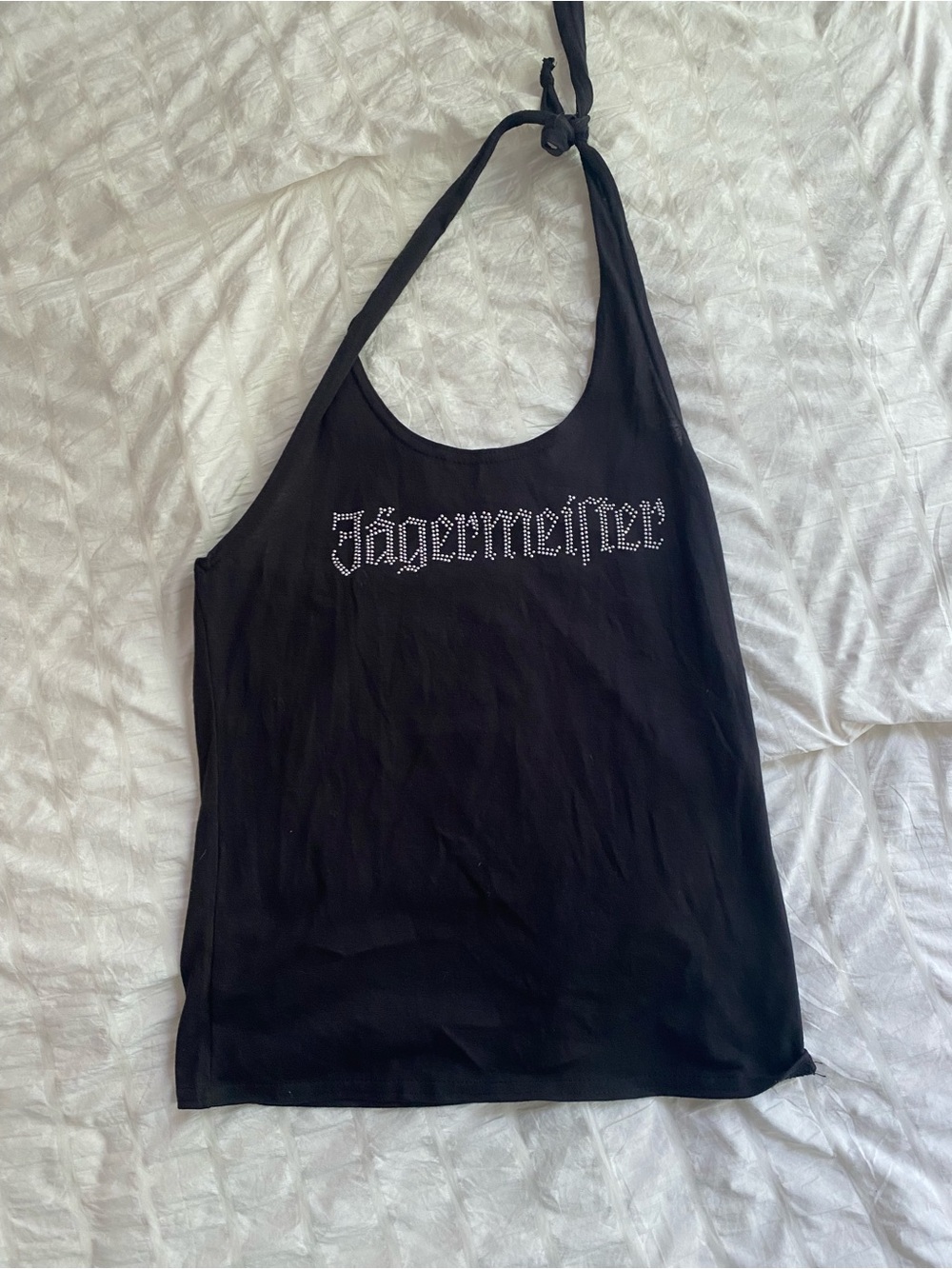 Jägermeister Black Halter Tank with Rhinestone Logo